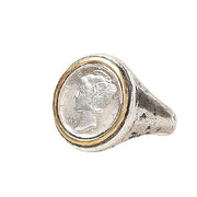 JOHN VARVATOS Sterling Silver Mercury Coin Signet Ring